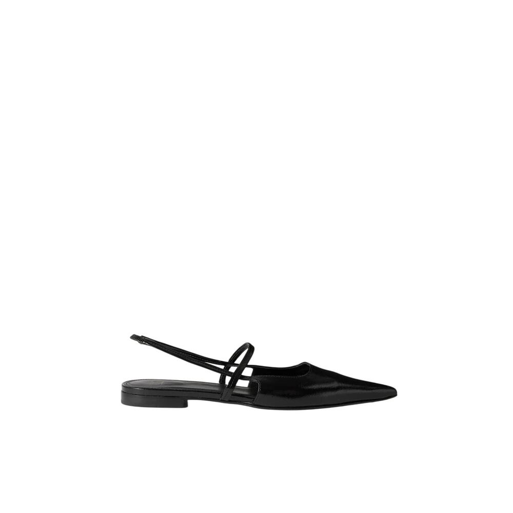 Toteme Crinkled Patent Leather Black Slingback Flats Size 5